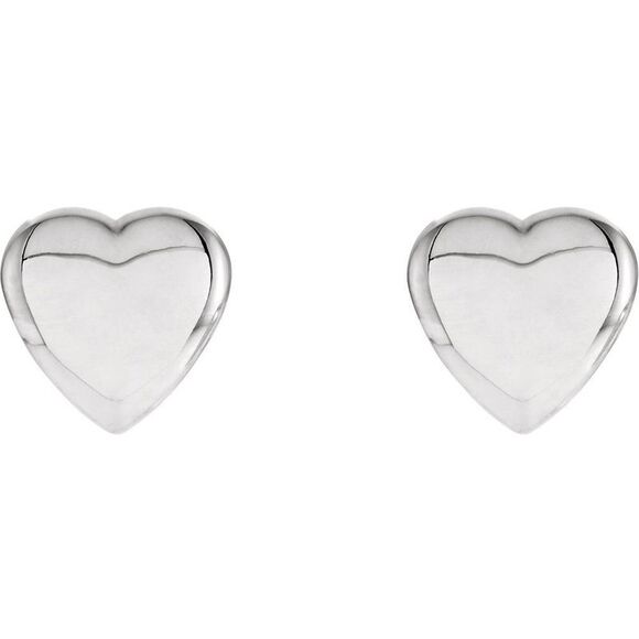 Sterling Silver Solid Heart Post Earrings, 8mm